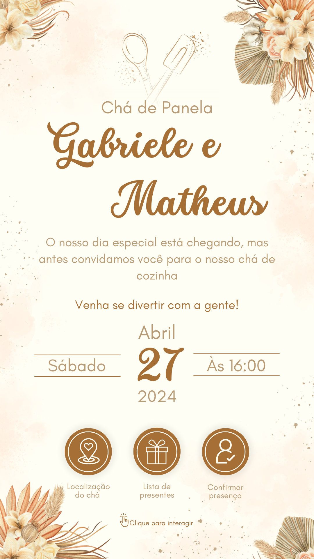 Convite Interativo - Chá de Casa NovaCozinha - Bege