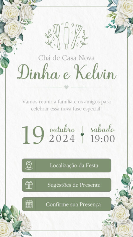 Convite Interativo - Chá de Casa NovaCozinha - Verde Oliva