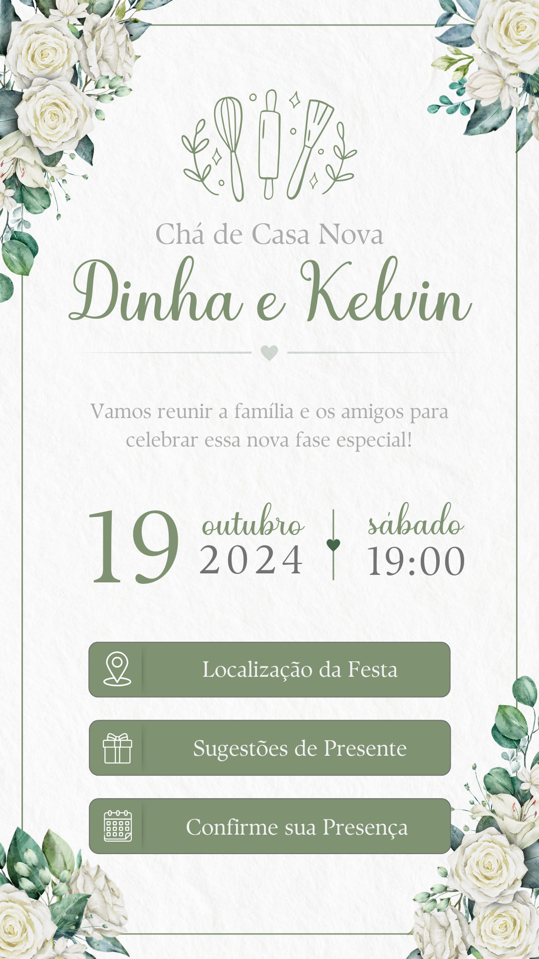 Convite Interativo - Chá de Casa NovaCozinha - Verde Oliva
