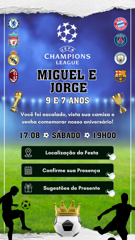 Convite Interativo - Champions League - Futebol