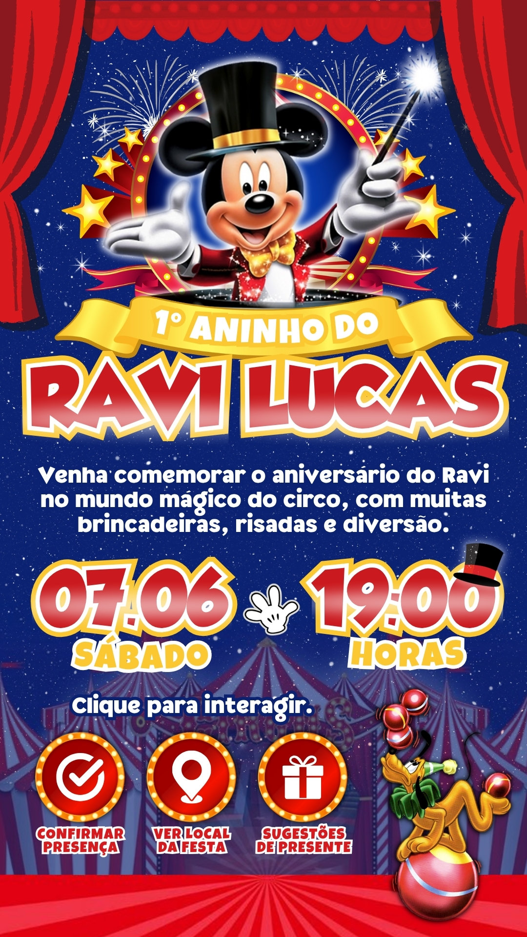 Convite Interativo - Circo do Mickey