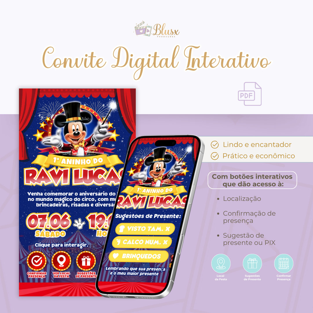 Convite Interativo - Circo Do Mickey