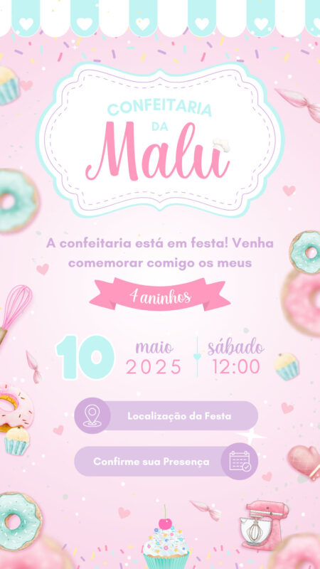 Convite Interativo - Confeitaria/Doces Candy Color