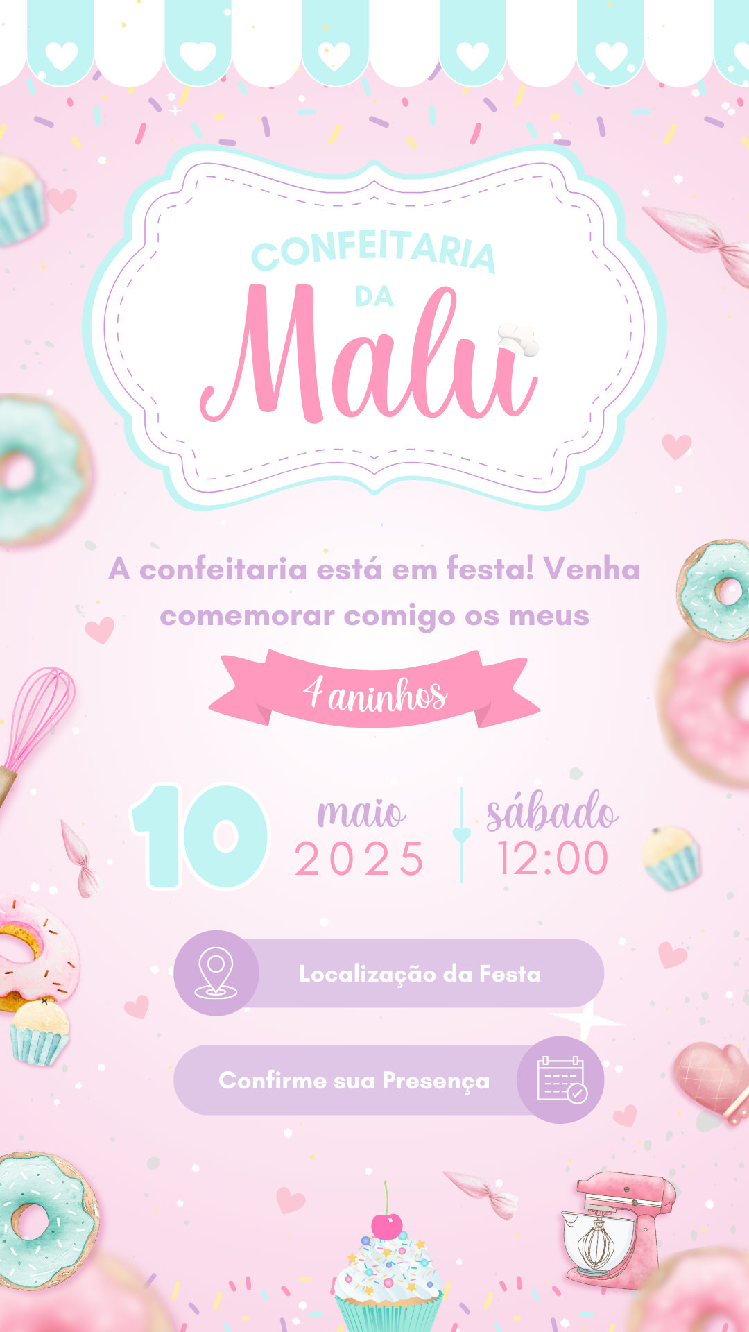 Convite Interativo - Confeitaria/Doces Candy Color