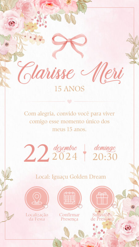 Convite Interativo - Convite Clarisse Neri - 15 Anos