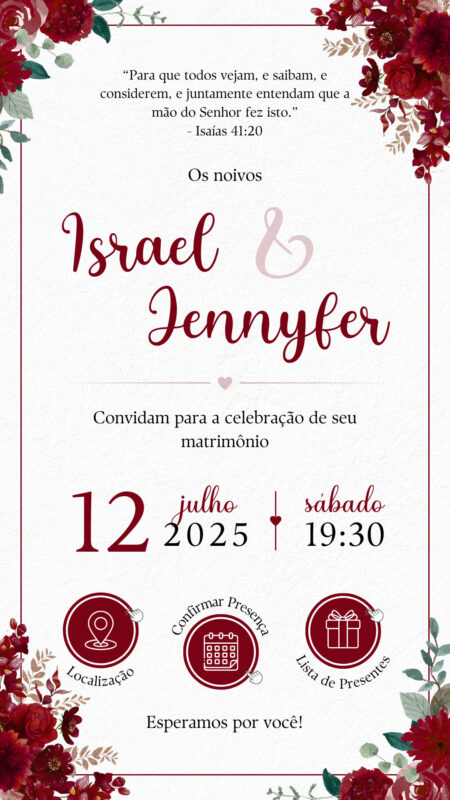 Convite Interativo - Convite de Casamento - Marsala