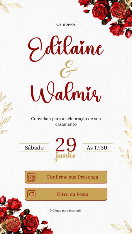 Convite Interativo - Convite de Casamento - Vermelho