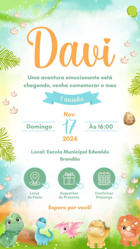 Convite Interativo - Dino Baby #1