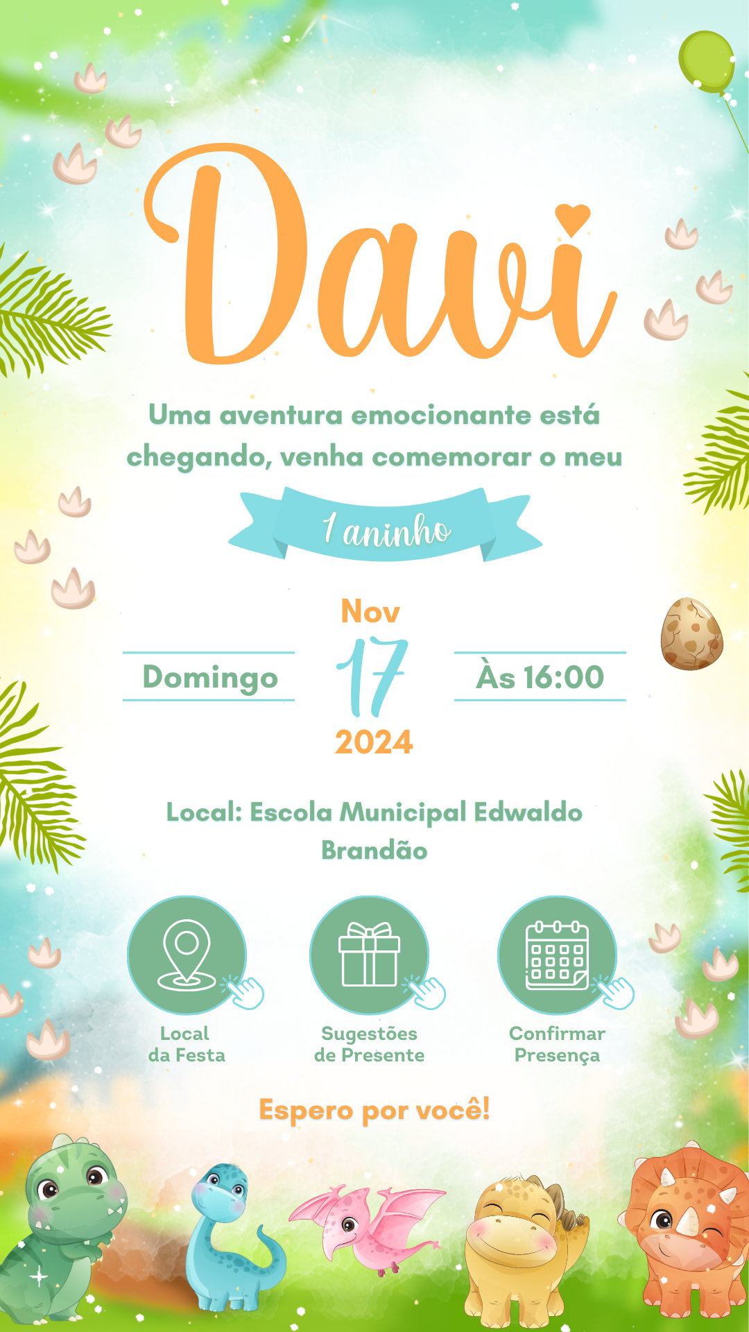Convite Interativo - Dino Baby #1