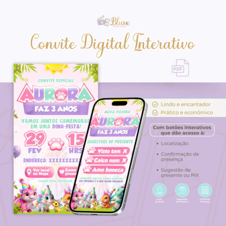 Convite Interativo - Dino Baby