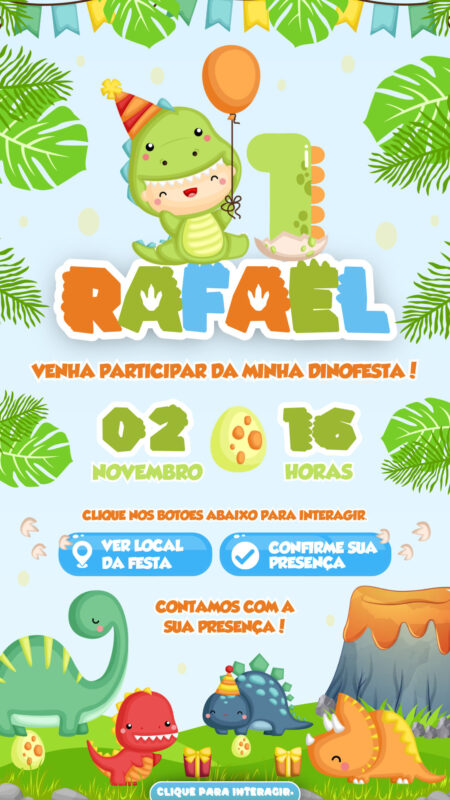 Convite Interativo - Dino Baby