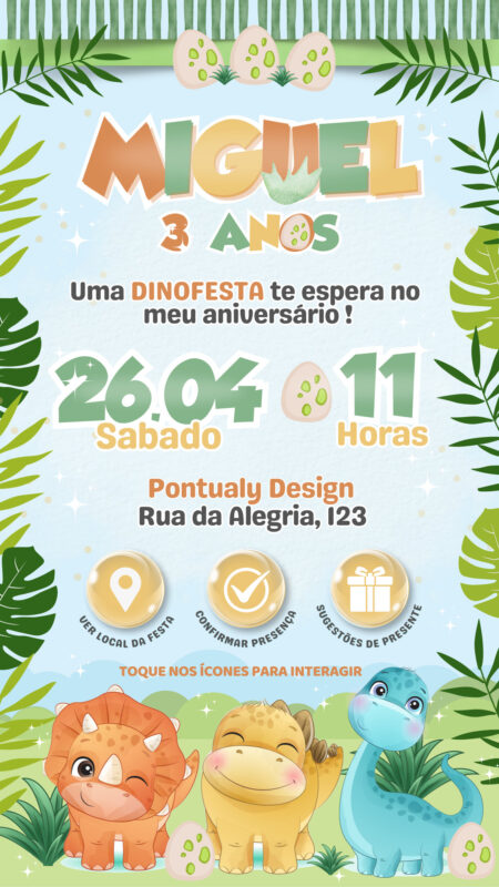 Convite Interativo - Dino Baby