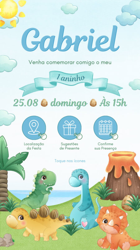 Convite Interativo - Dino Baby