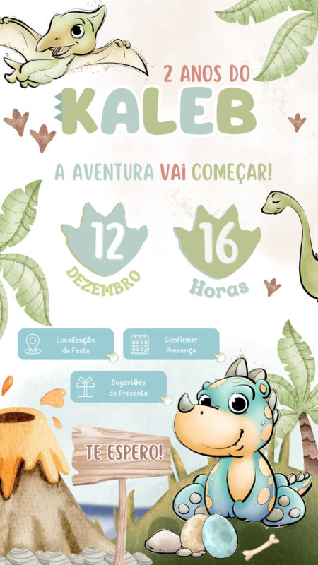 Convite Interativo - Dinossauro