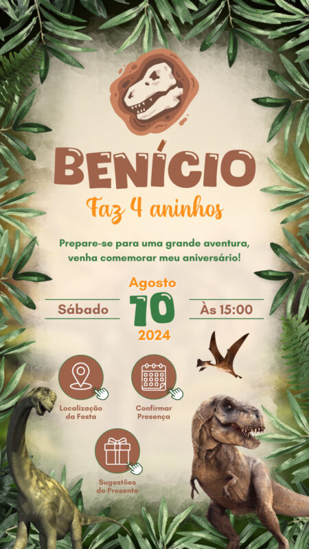 Convite Interativo - Dinossauros