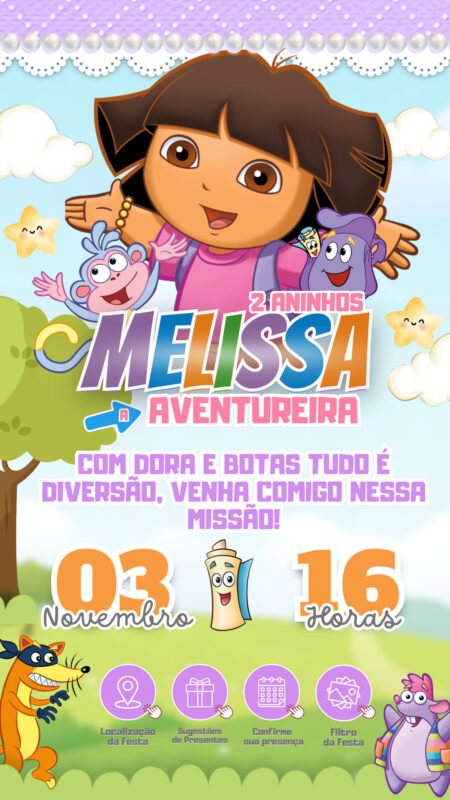 Convite Interativo - Dora Aventureira