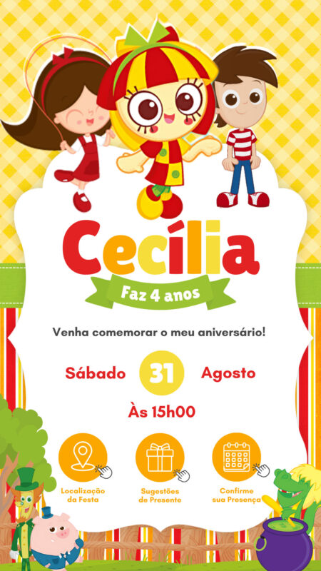 Convite Interativo - Emília do Sítio do Pica Pau Amarelo