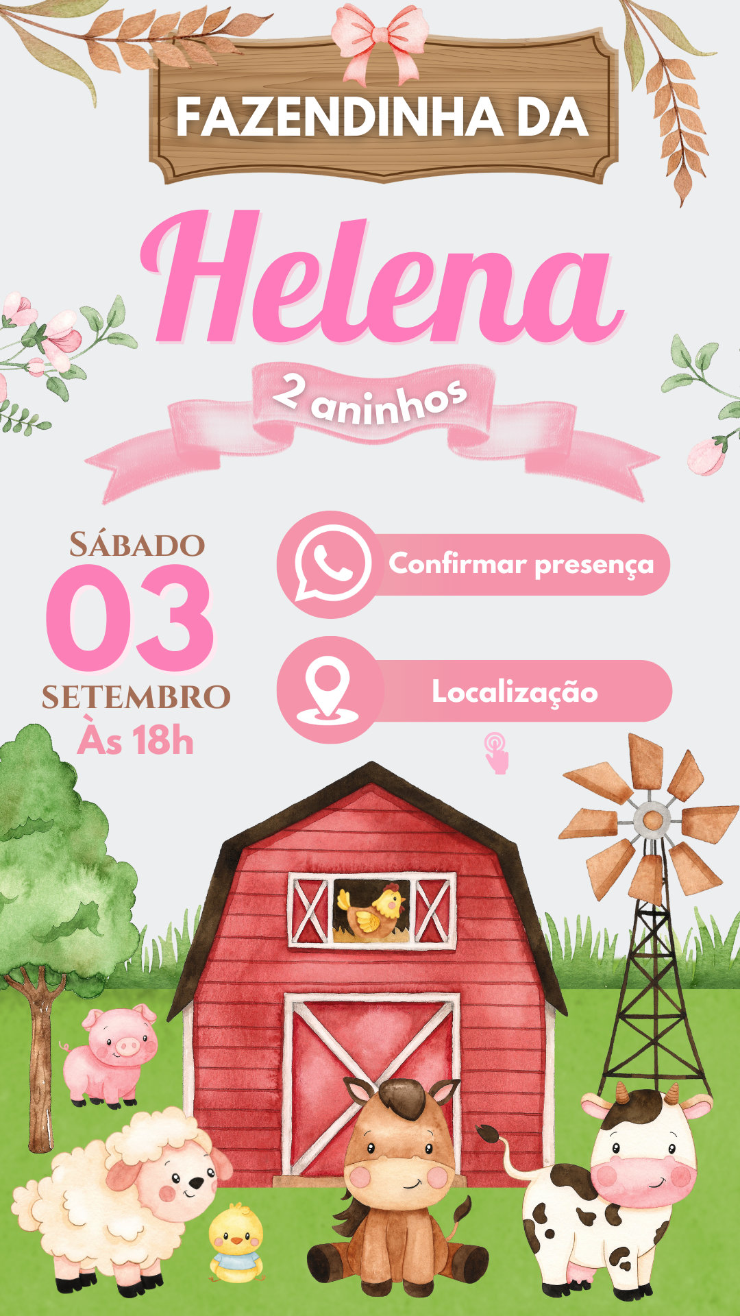 Convite Interativo - Fazendinha Menina