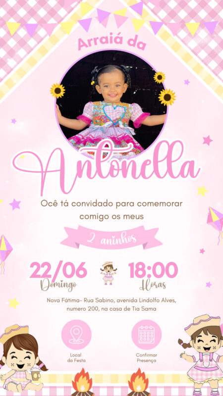 Convite Interativo - Festa Junina Rosa