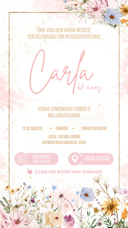 Convite Interativo - Floral Rosa