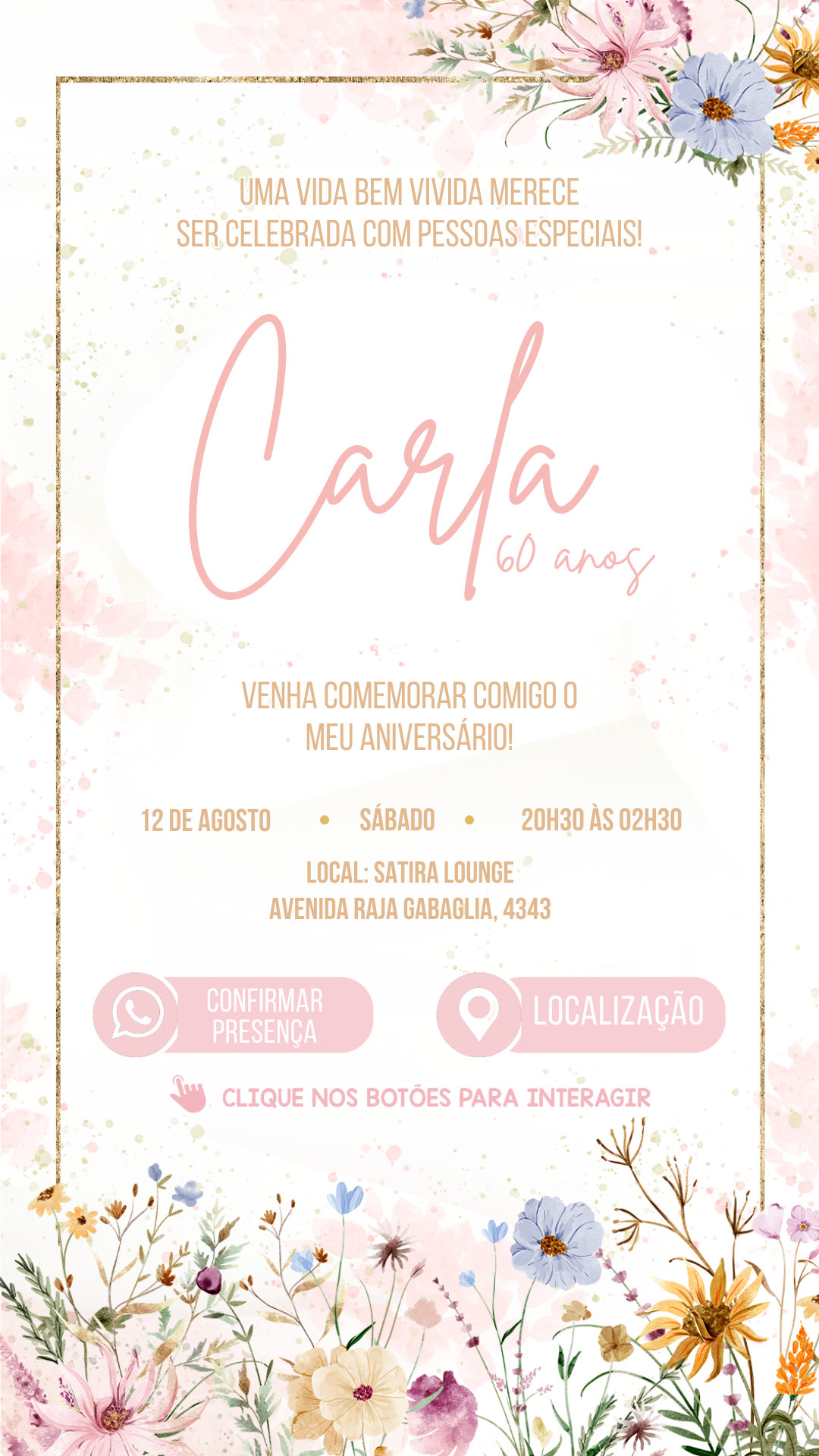 Convite Interativo - Floral Rosa