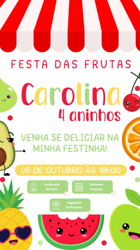 Convite Interativo - Frutinhas Menina