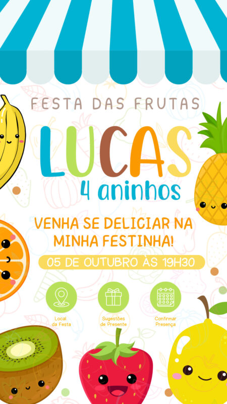Convite Interativo - Frutinhas Menino