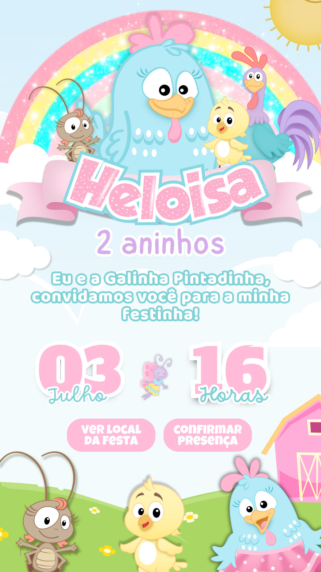 Convite Interativo - Galinha Pintadinha