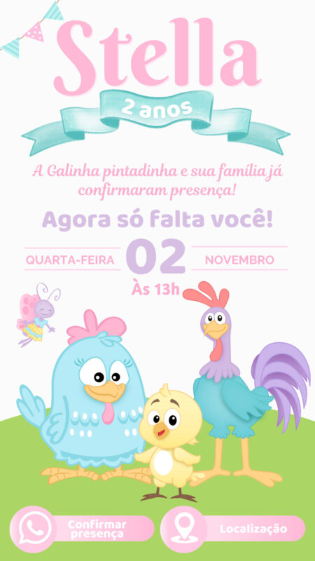 Convite Interativo - Galinha Pintadinha CANDY