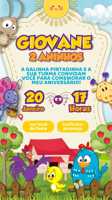 Convite Interativo - Galinha Pintadinha Menino