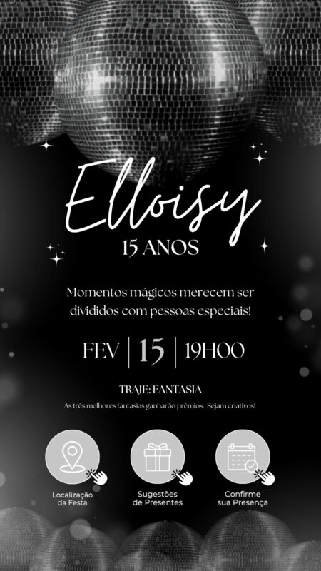 Convite Interativo - Globos All Black