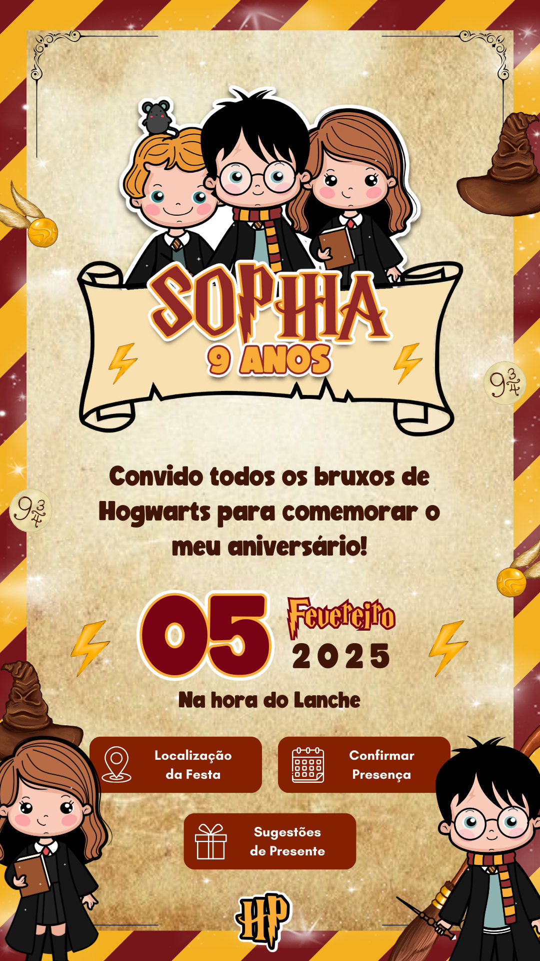 Convite Interativo - Harry Potter Cute