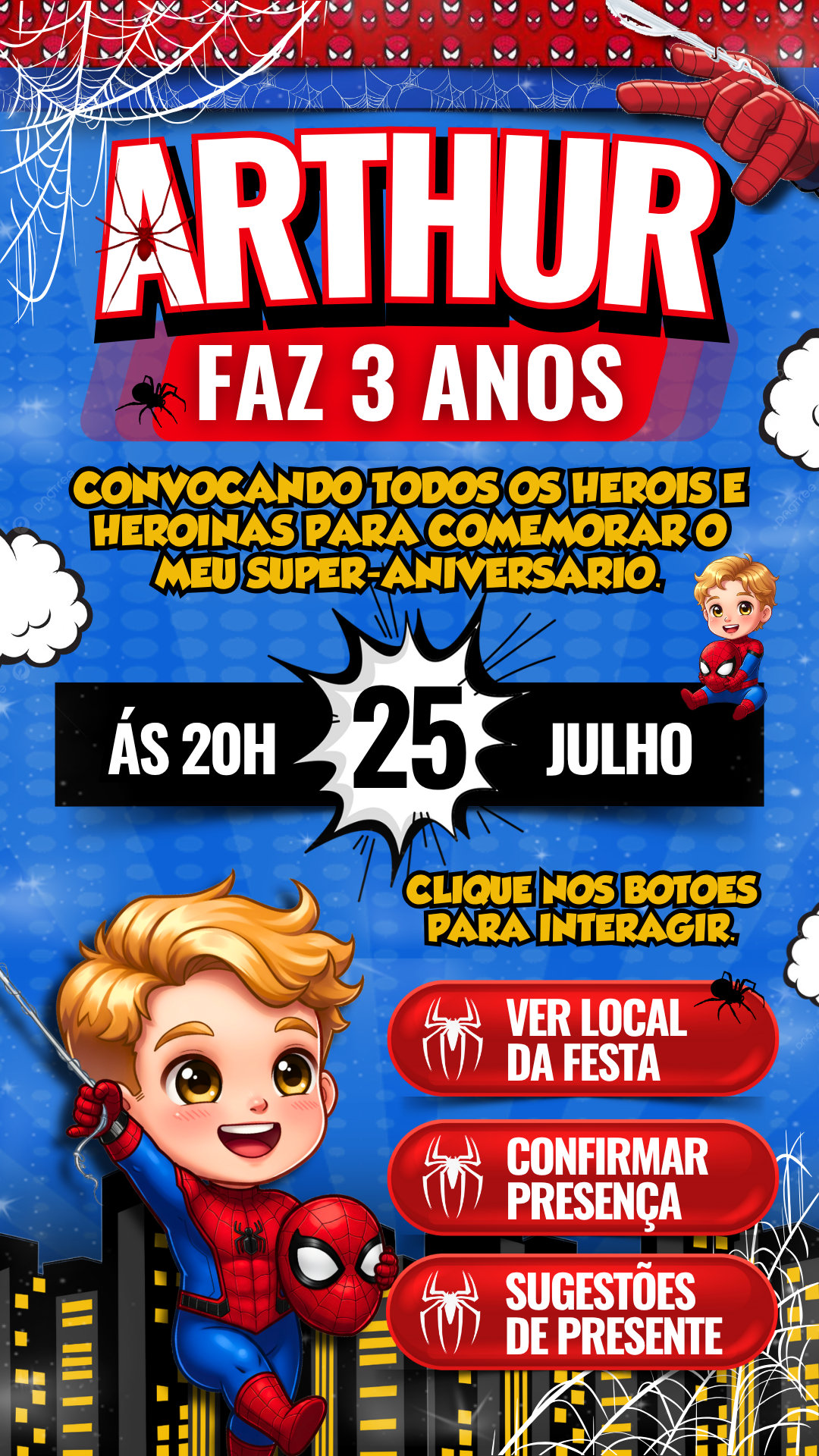 Convite Interativo - Homem Aranha Loiro