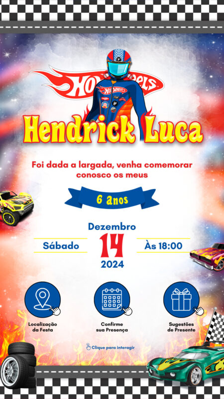 Convite Interativo - Hotwheels