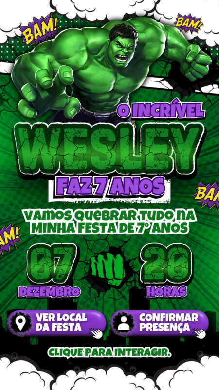 Convite Interativo - Hulk