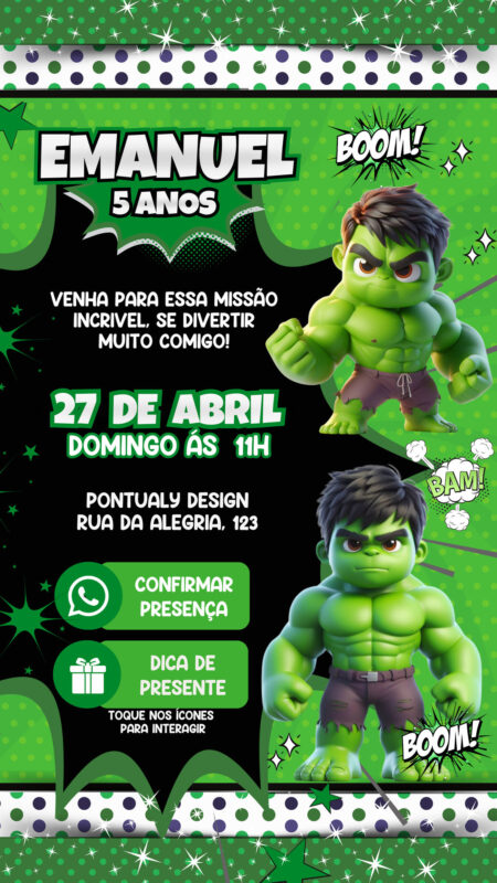 Convite Interativo - Hulk