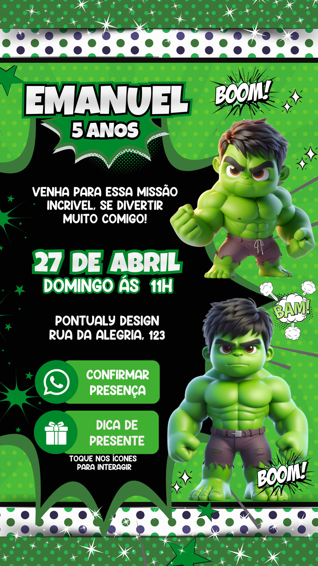 Convite Interativo - Hulk