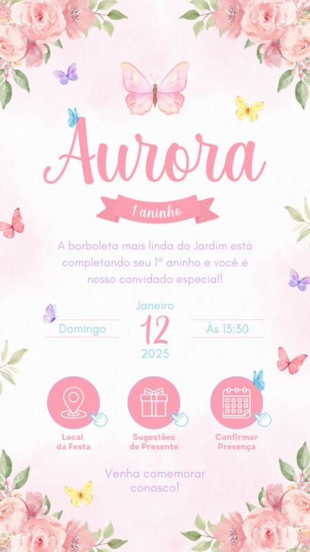 Convite Interativo - Jardim Encantado Borboletas #2