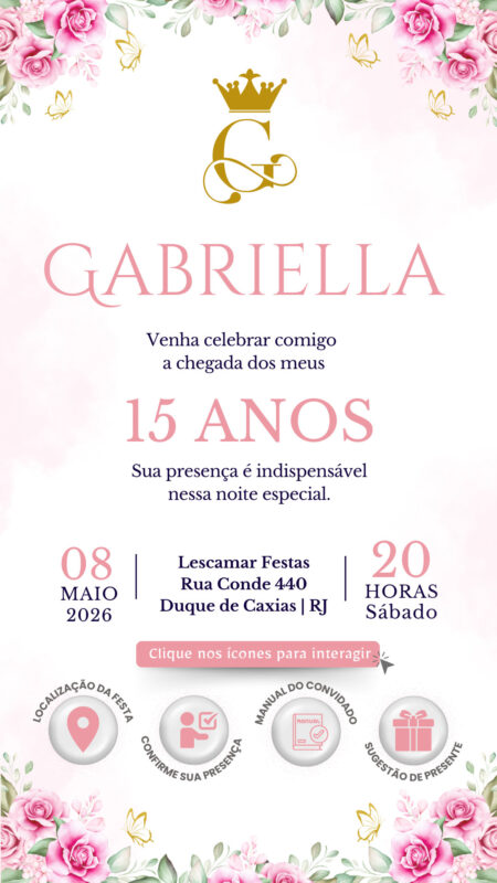 Convite Interativo - Jardim Encantado Rosa 10