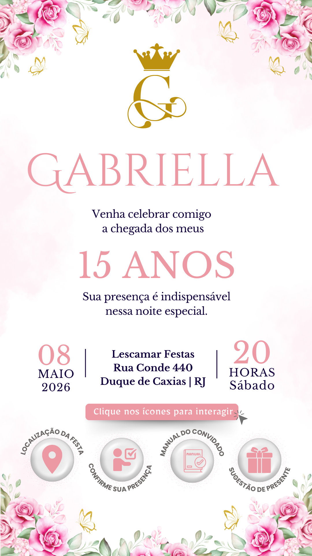 Convite Interativo - Jardim Encantado Rosa 10