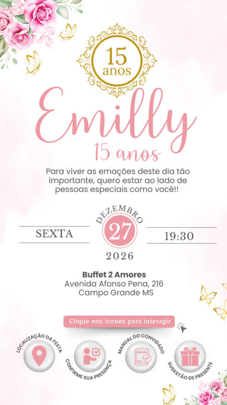 Convite Interativo - Jardim Encantado Rosa 11