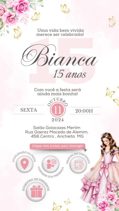 Convite Interativo - Jardim Encantado Rosa 12