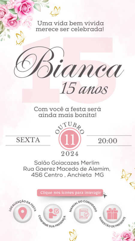 Convite Interativo - Jardim Encantado Rosa 13