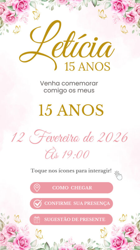 Convite Interativo - Jardim Encantado Rosa 2