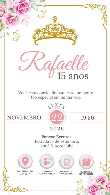 Convite Interativo - Jardim Encantado Rosa 3