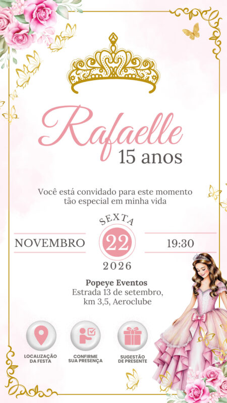 Convite Interativo - Jardim Encantado Rosa 4