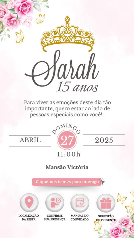 Convite Interativo - Jardim Encantado Rosa 5