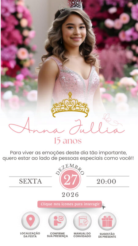 Convite Interativo - Jardim Encantado Rosa 6