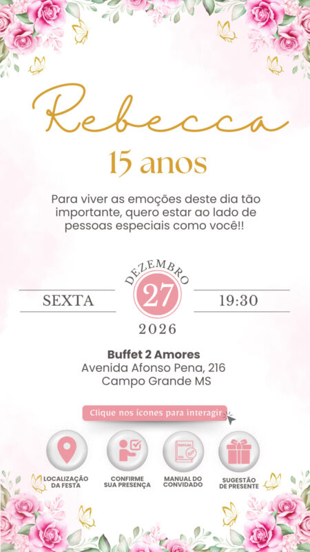 Convite Interativo - Jardim Encantado Rosa 7