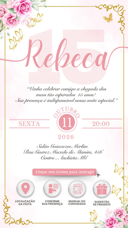 Convite Interativo - Jardim Encantado Rosa 8